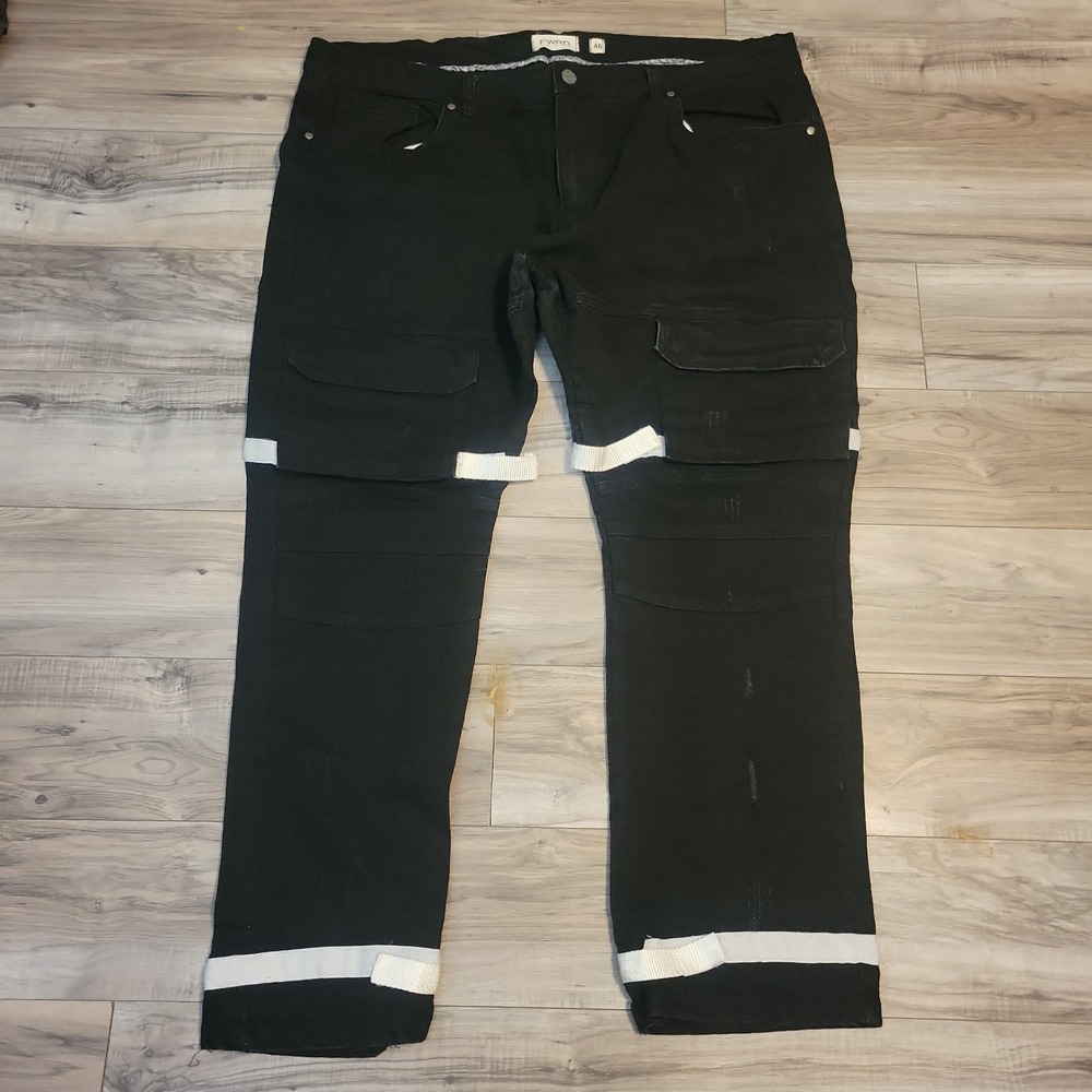 FWRD Denim Jeans Men 46x33  Actual 46x32 Black Shuttle Tape Cargo Distressed